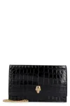 Alexander Mcqueen Mini Mock-croc Crossbody Bag With Small Skull In Black