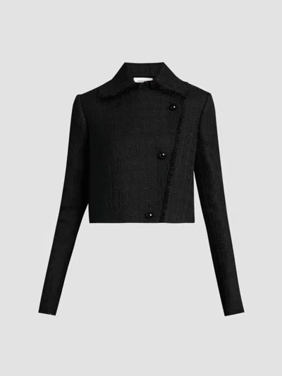 Alexander Mcqueen Women's Crop Wool-mohair Tweed Jacket In Black