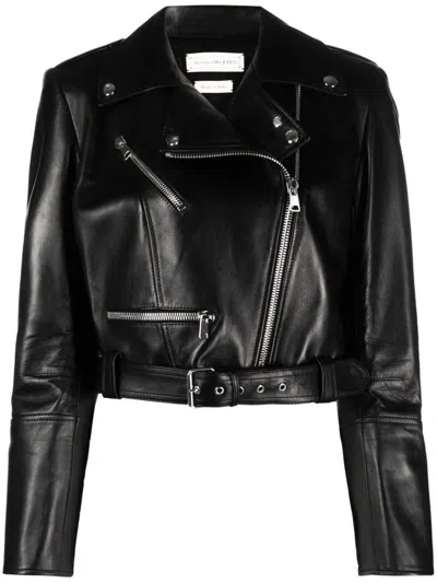 ALEXANDER MCQUEEN WOMEN'S CROPPED BIKER JACKET