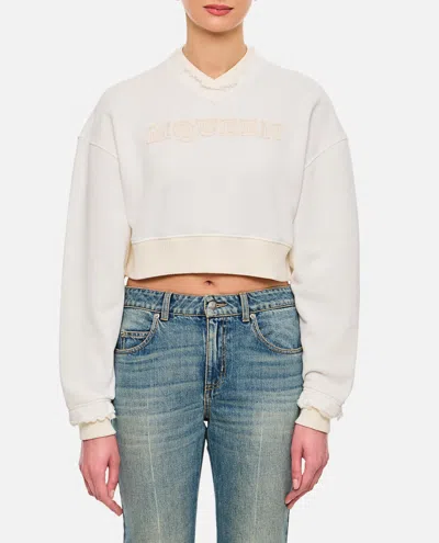 Alexander Mcqueen Women Cropped Sweatshirt In White