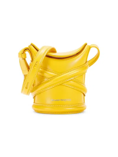 Alexander Mcqueen Women's Curve Leather Mini Bucket Bag In Yellow
