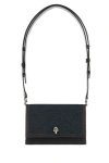 Alexander Mcqueen Dark Blue Canvas And Black Leather Denim Shoulder Bag In Blue