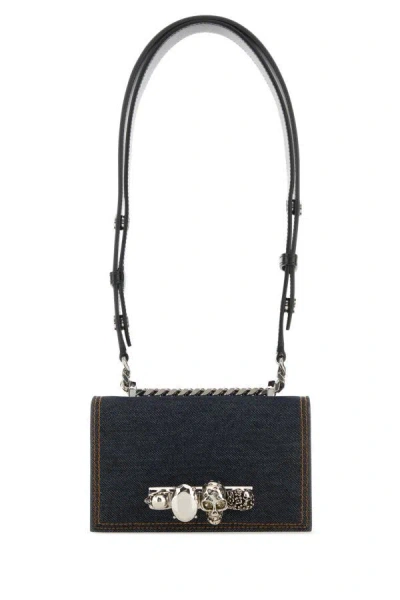 Alexander Mcqueen Women Dark Blue Mini Skull Shoulder Bag
