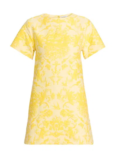 Alexander Mcqueen Women's Day Floral Wool Minidress In Yellow