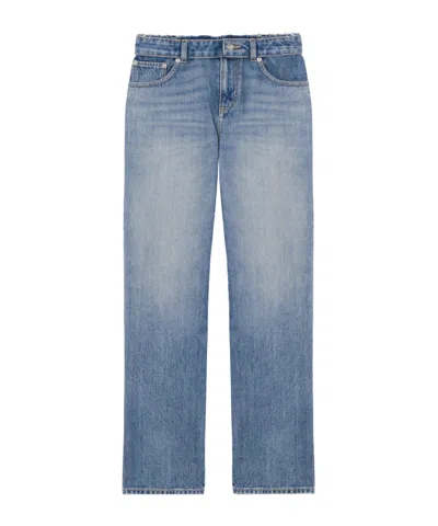 Alexander Mcqueen Women's Deconstructed Waist Jeans In Washed Blue