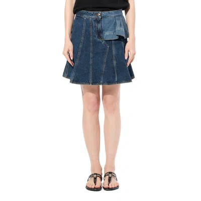 Alexander Mcqueen Women's Denim Dark Skirt In Blue