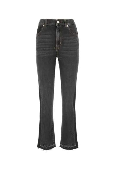 Alexander Mcqueen Frayed-hem Cropped Denim Jeans In Black