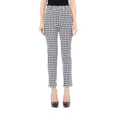 Alexander Mcqueen Women's Dogtooth Jeans In White/blue
