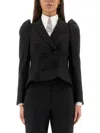 Alexander Mcqueen Women Double-breasted Jacket With Pointed Shoulders In Black