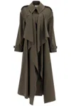 Alexander Mcqueen Double-breasted Trench Coat With Draped In Khaki