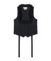 Alexander Mcqueen Wool Ruffle Waistcoat In Black