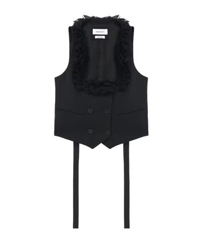 ALEXANDER MCQUEEN WOMEN'S DOUBLE-BREASTED WAISTCOAT IN BLACK