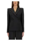 Alexander Mcqueen Women's Doublebreasted Jacket With Voluminous Shoulders In Black