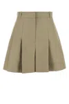 Alexander Mcqueen Women Dove Grey Cotton Shorts In Green