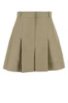 Alexander Mcqueen Women Dove Grey Cotton Shorts In Green