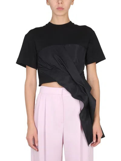 Alexander Mcqueen Women Draped Hybrid T-shirt