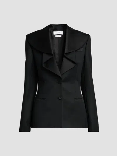 Alexander Mcqueen Women's Draped Satin Lapel Single-breasted Jacket In Black