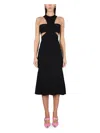 Alexander Mcqueen Black Slashed Harness Midi Dress In Black