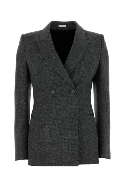 Alexander Mcqueen Women Embroidered Wool Blazer In Gray