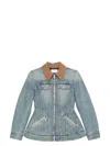 Alexander Mcqueen Alexander Mc Queen Light Blue Washed Denim Jacket With Ruffles