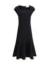 Alexander Mcqueen Flared Square-neck Knit Midi Dress