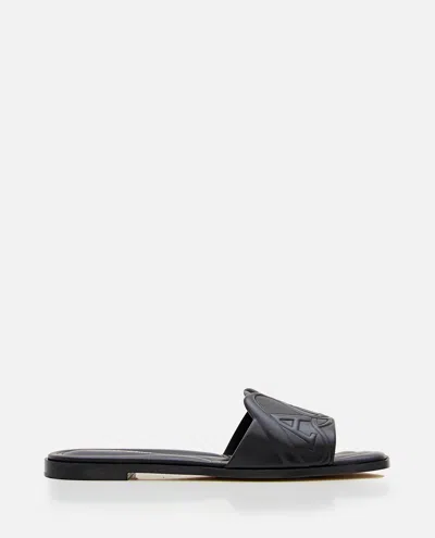 Alexander Mcqueen Women Flat Leather Slide Sandal In Multi