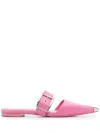 Alexander Mcqueen Metal-toe Pointed 115mm Mules In Pink