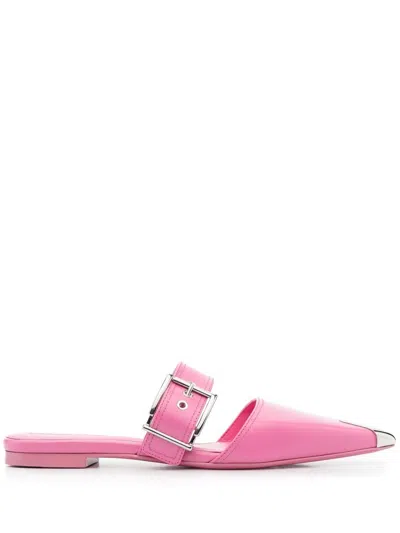 Alexander Mcqueen Metal-toe Pointed 115mm Mules In Pink