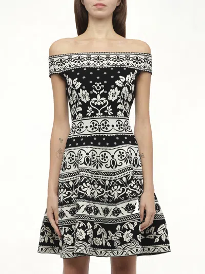 Alexander Mcqueen Floral Jacq Dress In Black