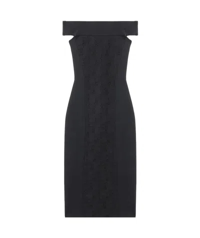 Alexander Mcqueen Floral-jacquard Pencil Midi Dress In Black