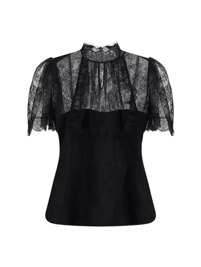 Alexander Mcqueen Women Floral Lace Top In Black