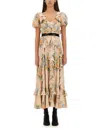 Alexander Mcqueen Alexander Mc Queen Floral Print Ruched Silk Dress In Brown