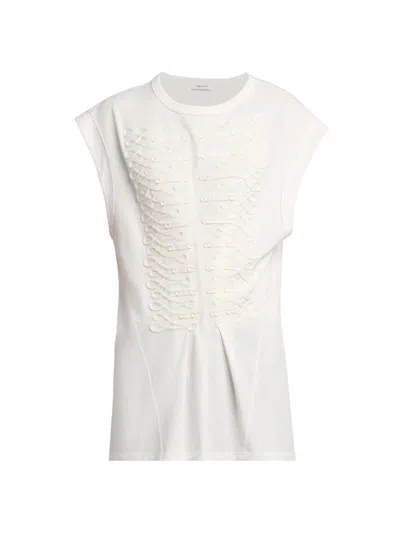 Alexander Mcqueen Women's Frogging Embroidered Cotton T-shirt In White