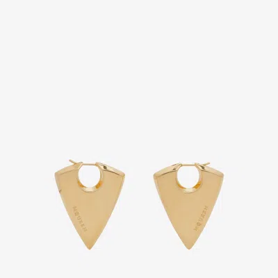 Alexander Mcqueen Womens 0935 Gold Arrow Brand-text Polished Brass Hoop Earrings