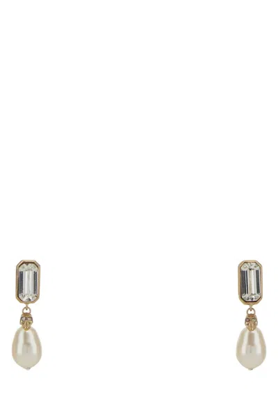 Alexander Mcqueen Women Gold Metal Skull Earrings In Green
