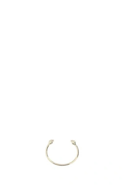Alexander Mcqueen Women Gold Metal Twin Skull Bracelet