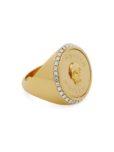 Alexander Mcqueen Women's Goldtone & Crystal Skull Signet Ring