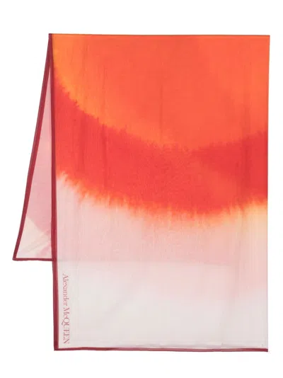 Alexander Mcqueen Women's Gradient-effect Logo Scarf In Pink