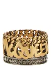 Alexander Mcqueen Chain Detail Embellished Band Ring In Gold