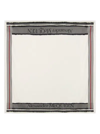 ALEXANDER MCQUEEN WOMEN'S HERRINGBONE LOGO SCARF