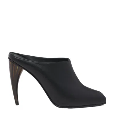 Alexander Mcqueen Mcqueen Horn Shaped Heel Peep Toe Mule In Black