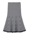 Alexander Mcqueen Houndstooth Midi Skirt In Black