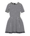 Alexander Mcqueen Fringe Trim Houndstooth Round Neckline Short Sleeves In Black