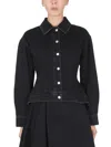 Alexander Mcqueen Black Solid Shirt Collar Jacket In Black