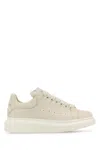 Alexander Mcqueen Women Ivory Leather Sneakers With Ivory Leather Heel In White