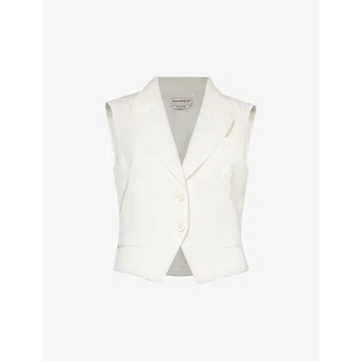 Alexander Mcqueen Womens Ivory Notched-lapel Regular-fit Twill Waistcoat