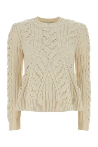 Alexander Mcqueen Women Ivory Wool Blend Sweater In White