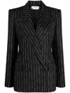 Alexander Mcqueen Pinstripe Tailored Jacket With Double-breasted Front In Black