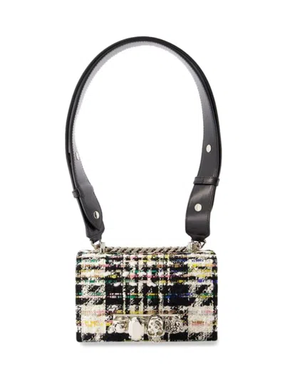 Alexander Mcqueen Mcqueen Women's Jewell Mini Tweed Shoulder Bag In Black White
