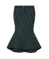 Alexander Mcqueen Wool Tartan Flared Skirt With Belt Loops In Green